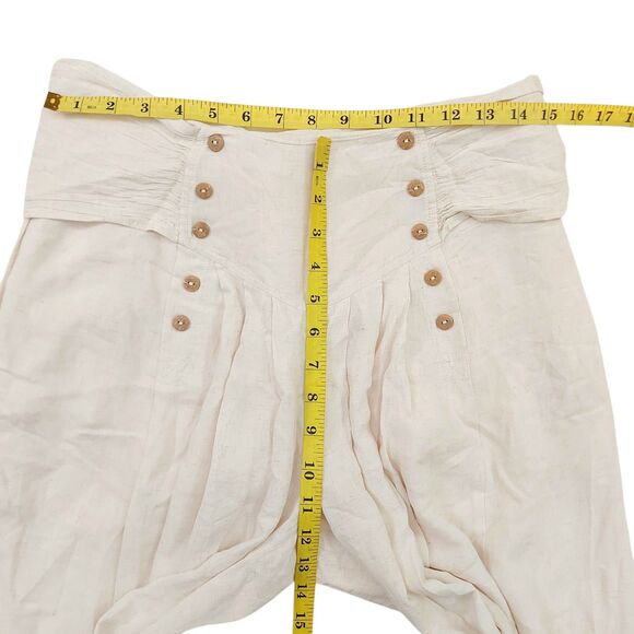 ILLA ILLA Wide Leg Back Bow Pants Womens Small Beige Front Button Pleated Boho - Picture 9 of 12